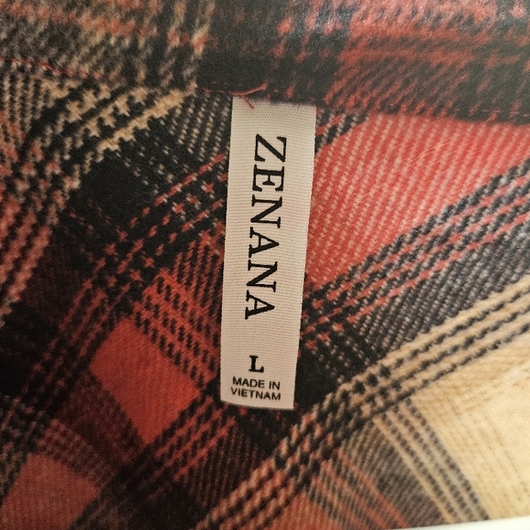 Zenana Burgundy Plaid Longline Shacket - Picture 7 of 8